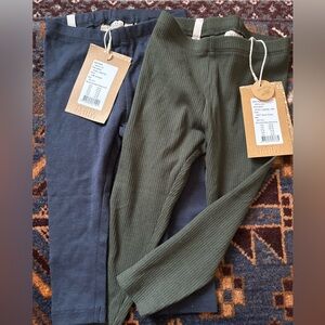Wheat Navy & forest green cotton leggings 12 months